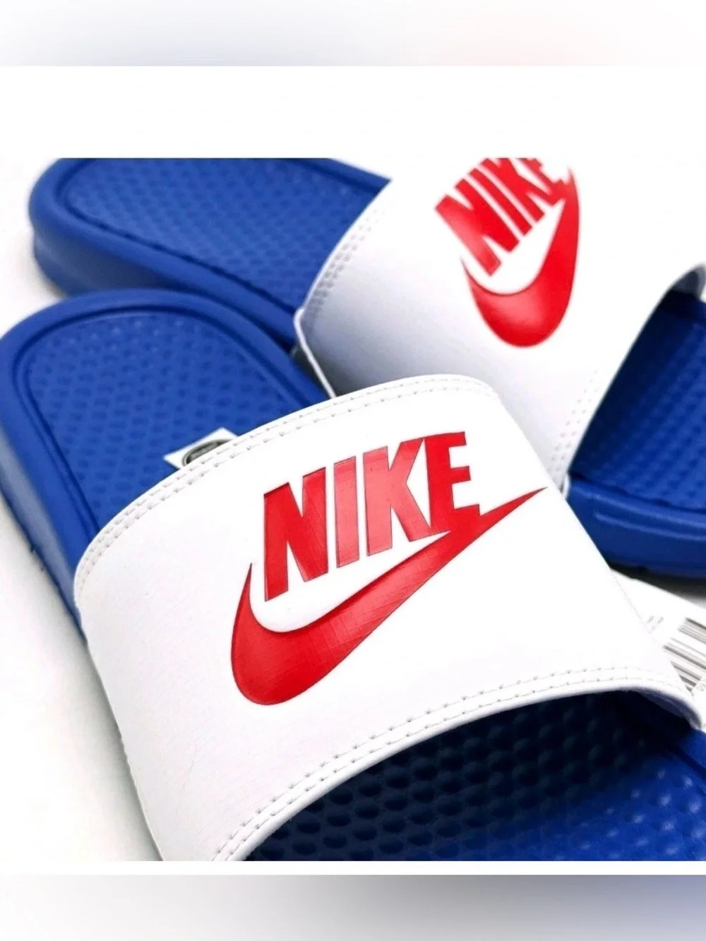 NEW Nike Benassi JDI Sandals Mens Blue White Red Slip On Slipper 343880 410 9-13